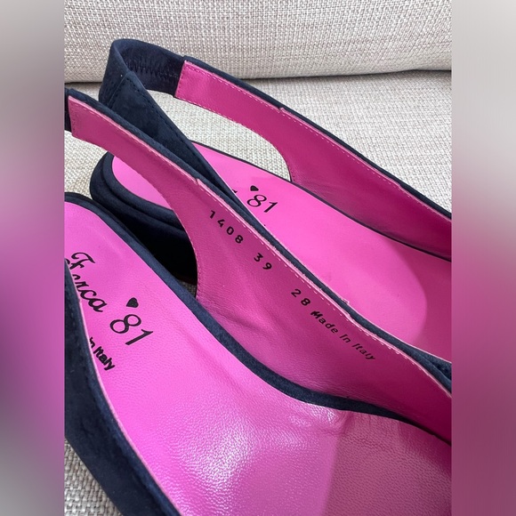 FERCA 81 Made In Italy Suede Sling Back Heels With Metal Horsebit - Picture 5 of 16